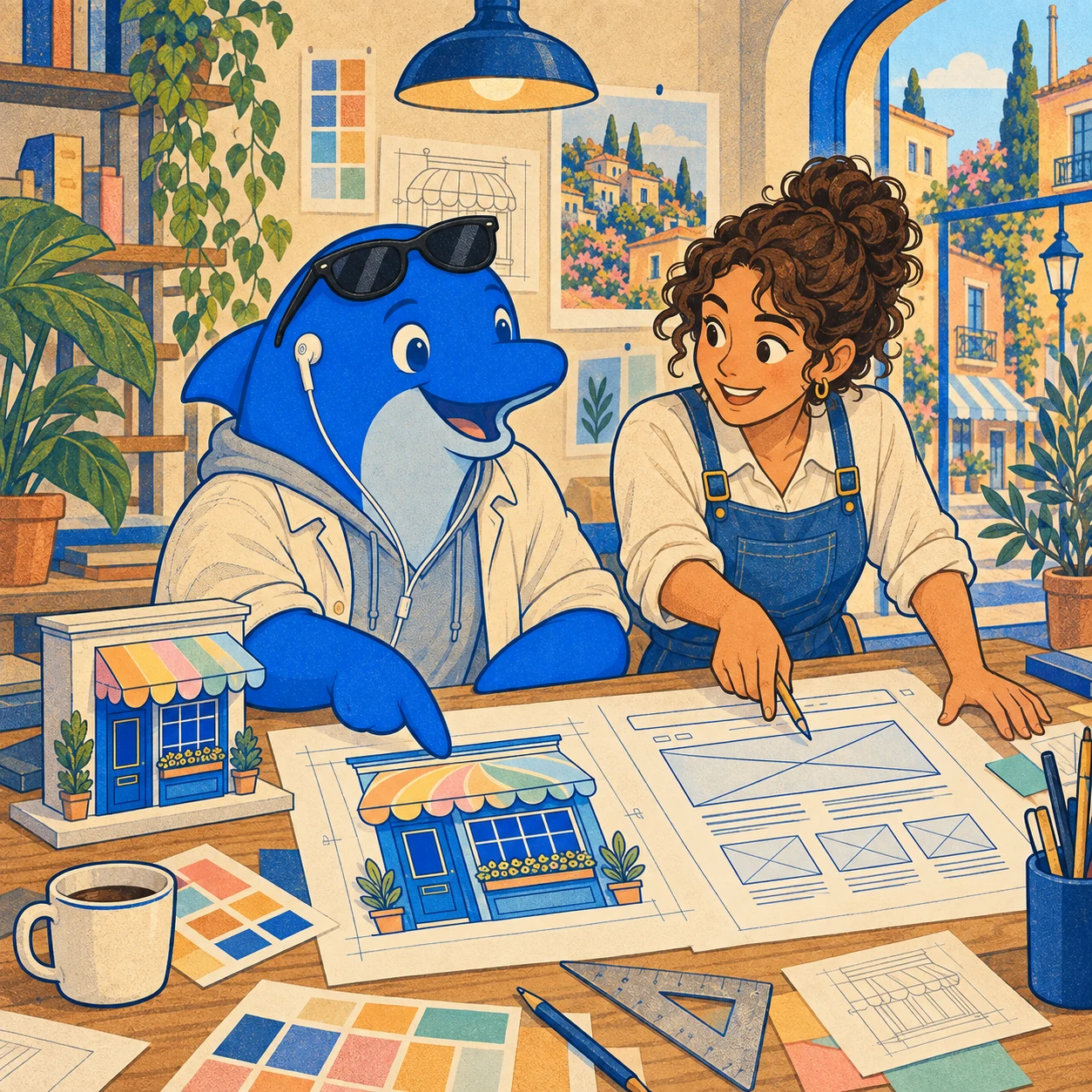 Schmitdy and a designer connecting a website plan with a real business